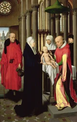 Anbetung der Könige: Rechte Flügel des Triptychons, Darstellung der Darstellung im Tempel, ca. 1470-72